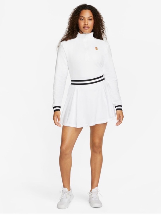 Nike Dresses & Skirts - Nike White Pleated Dry-Fit Tennis Skort with Black Striped Waistband MK0582